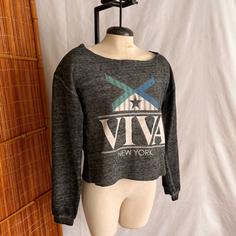 Rebel yell off the shoulder graphic sweatshirt